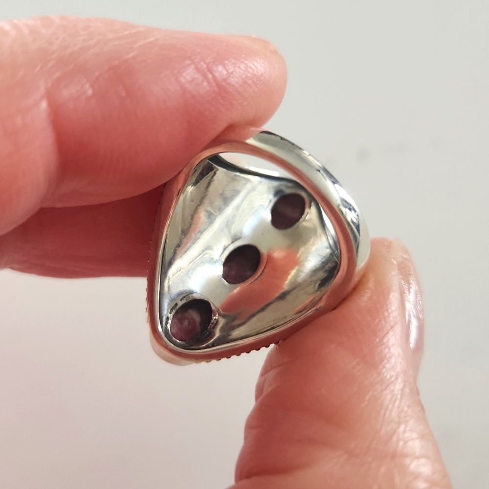 ✨️ NEW Genuine Sterling Silver & Multi-stone Thulite Ring (Specialty) - Picture 4 of 6